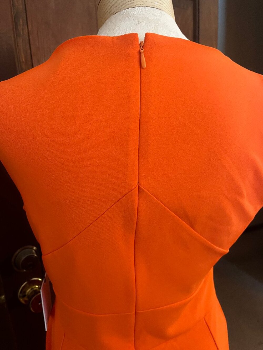 NWT Calvin Klein Orange Ruched Pleated Sheath Dress Size 10 - Picture 5 of 14